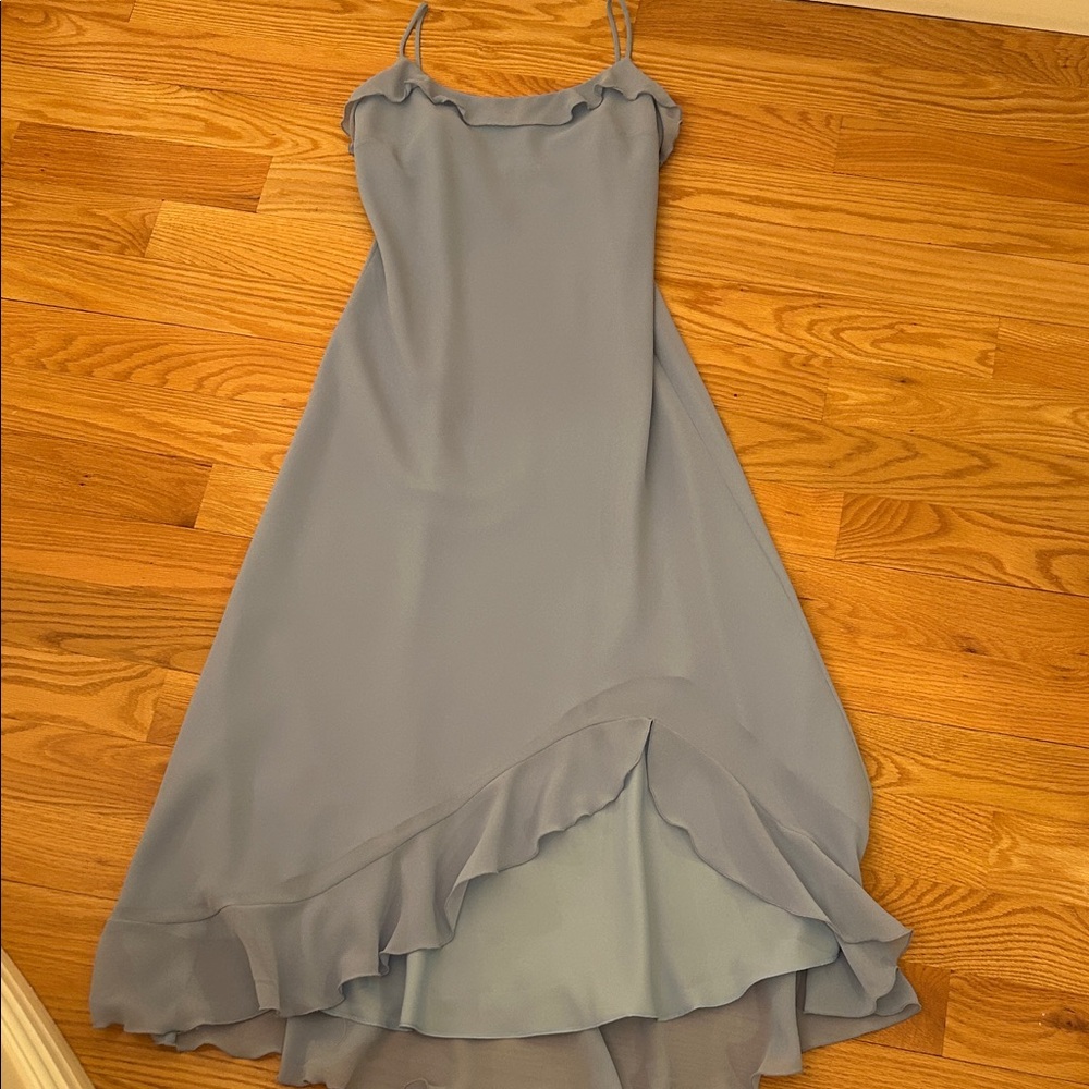 Chic Sleeveless High Low Dress in Soft Blue 👗